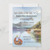 Watercolor Fishing at the Lake 50th Birthday Party 案内状 (正面)