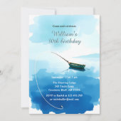 Watercolor Fishing Boat 30th Birthday Party 招待状 (正面)