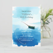 Watercolor Fishing Boat 30th Birthday Party 招待状 (スタンド正面)