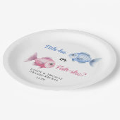 Watercolor Fishing Gender Reveal ペーパープレート (アングル)