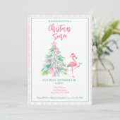 Watercolor Flamingo Christmas Soirée Invitation 招待状 (スタンド正面)