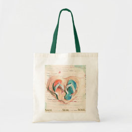 Watercolor Flip Flop Beach Tote Bag トートバッグ