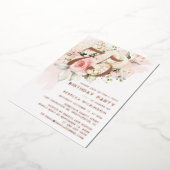 Watercolor Floral 75th Birthday 箔招待状 (回転した状態)