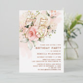 Watercolor Floral 75th Birthday 箔招待状 (立ち正面)