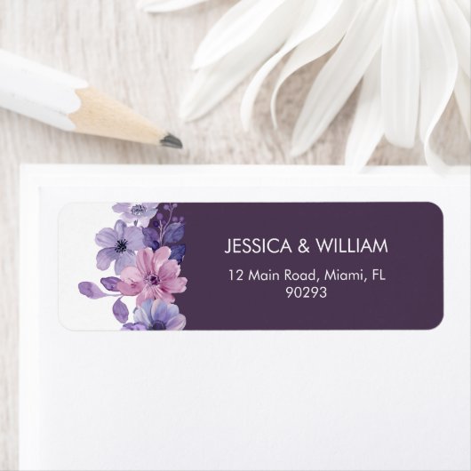 Watercolor Floral Address Label ラベル (インサイチュ)