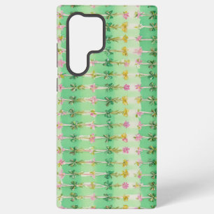 Watercolor Floral and Ribbon Stripes Phone Case Samsung Galaxy S22 Ultraケース