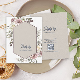 Watercolor+Floral+Arch+Botanical+Wedding+返信カード 出欠カード