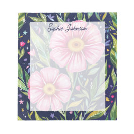 Watercolor Floral Art Pink Pretty Personalized ノートパッド