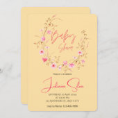 Watercolor Floral Baby Shower  招待状 (正面/裏面)