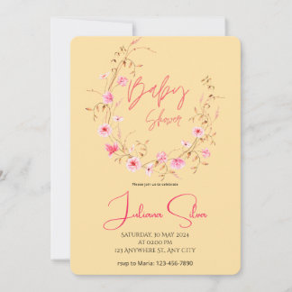 Watercolor Floral Baby Shower  招待状