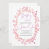 Watercolor Floral Baby Shower  招待状 (正面/裏面)