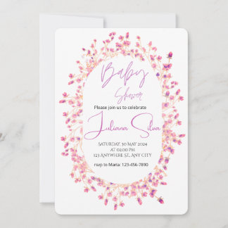 Watercolor Floral Baby Shower  招待状