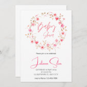 Watercolor Floral Baby Shower  招待状 (正面/裏面)