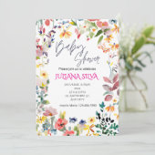 Watercolor Floral Baby Shower  招待状 (スタンド正面)