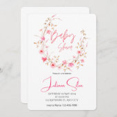 Watercolor Floral Baby Shower  招待状 (正面/裏面)