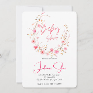 Watercolor Floral Baby Shower  招待状