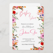 Watercolor Floral Baby Shower  招待状 (正面/裏面)