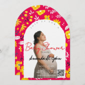 Watercolor Floral Baby Shower Invitation 招待状 (正面/裏面)