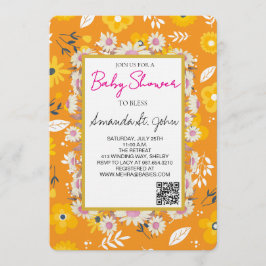 Watercolor Floral Baby Shower Invitation 招待状