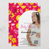 Watercolor Floral Baby Shower Invitation 招待状 (正面/裏面)