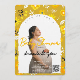 Watercolor Floral Baby Shower Invitation 招待状