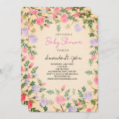 Watercolor Floral Baby Shower Invitation 招待状 (正面/裏面)