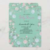 Watercolor Floral Baby Shower Invitation 招待状 (正面/裏面)