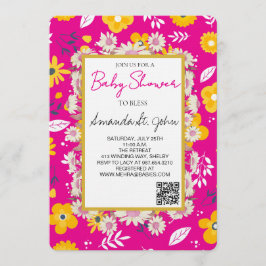 Watercolor Floral Baby Shower Invitation 招待状