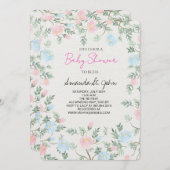 Watercolor Floral Baby Shower Invitation 招待状 (正面/裏面)