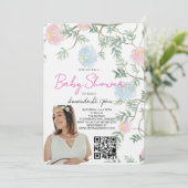 Watercolor Floral Baby Shower Invitation 招待状 (スタンド正面)