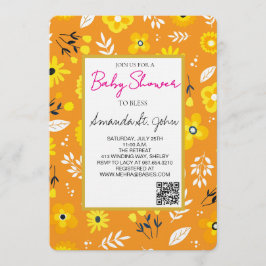 Watercolor Floral Baby Shower Invitation 招待状