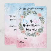 Watercolor Floral Baby Shower Invitation - Pink an 招待状 (正面/裏面)