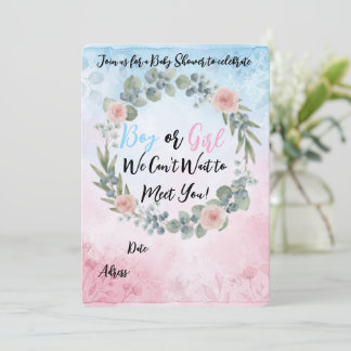 Watercolor Floral Baby Shower Invitation - Pink an 招待状