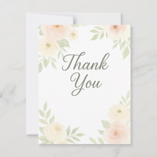 Watercolor Floral Baby Shower Thank You Card ノートカード (正面)