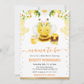 Watercolor Floral Bee Baby Shower 招待状 (正面)
