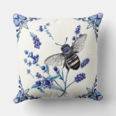 Watercolor Floral Bee Garden Mother’s Day クッション (裏面)