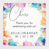 Watercolor Floral Beverage Label DIY Cheers ラベル (デザイン2)