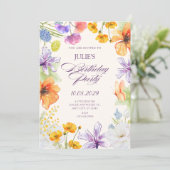 Watercolor floral birthday  招待状 (スタンド正面)