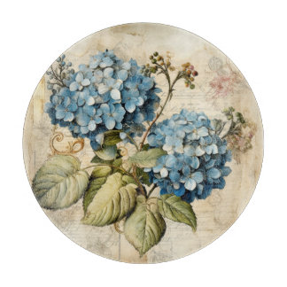 Watercolor Floral Blue Hydrangea カッティングボード
