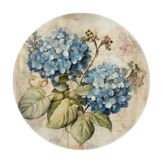 Watercolor Floral Blue Hydrangea カッティングボード (正面)