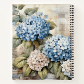 Watercolor Floral Blue Hydrangea ノートブック (裏面)