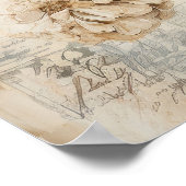 Watercolor Floral Blue Hydrangea ポスター (角)