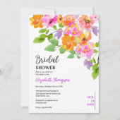 Watercolor Floral Boho Fall Bridal Shower 招待状 (正面)