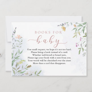 Watercolor Floral Books for Baby Insert 招待状