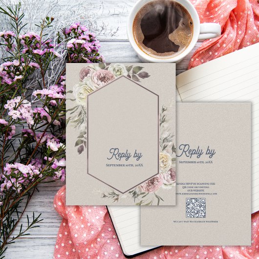 Watercolor+Floral+Botanical+Arch+Wedding+Reply+By 出欠カード