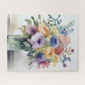 Watercolor Floral Bouquet Painting ジグソーパズル (横)