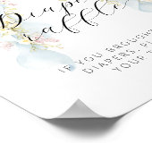 Watercolor Floral Bow Baby Shower Diaper Raffle ポスター (角)
