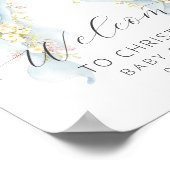 Watercolor Floral Bow Baby Shower Welcome ポスター (角)