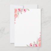 Watercolor Floral Bridal Shower | Pink Flowers サンキューカード (裏面)