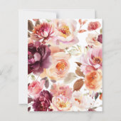 Watercolor Floral Burgundy Wedding Thank You Card (裏面)